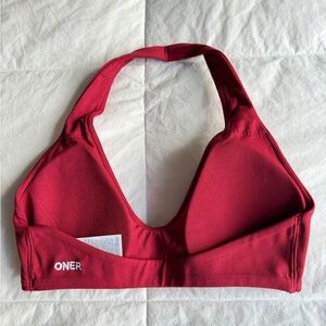 Oner Active Minimal Halter Neck Bralette- Ruby Red - Small